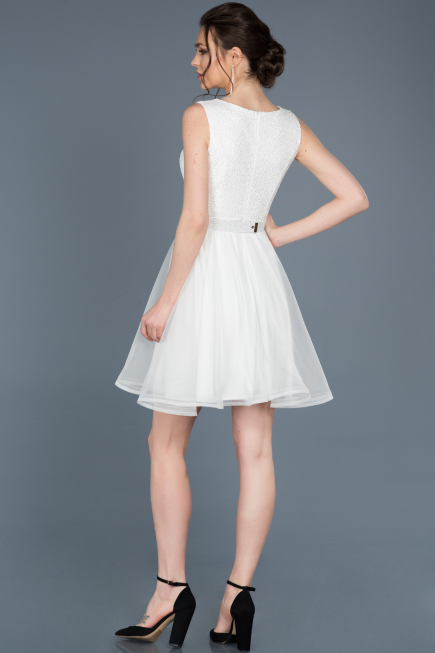 Robe de Soirée Courte Blanc ABK452