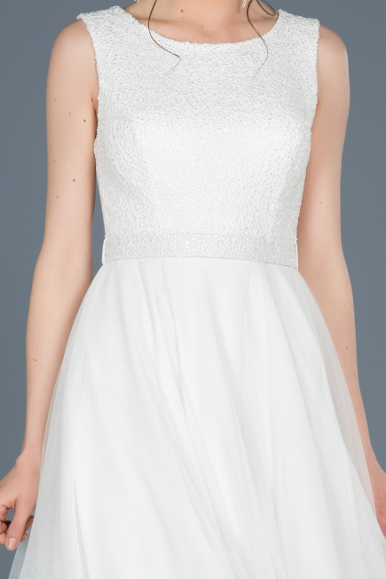 Robe de Soirée Courte Blanc ABK452