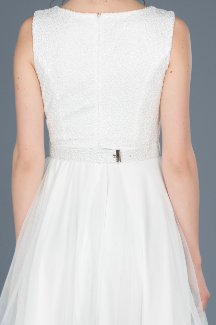 Robe de Soirée Courte Blanc ABK452