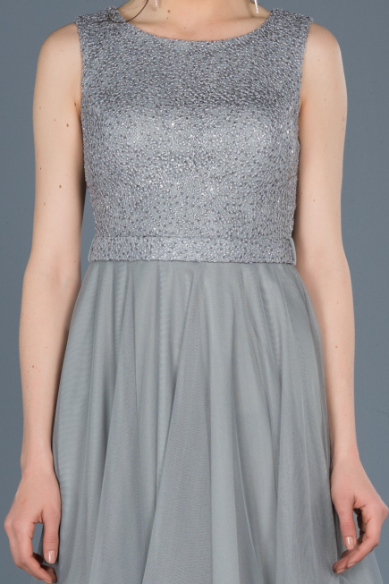 Robe de Soirée Courte Gris ABK452