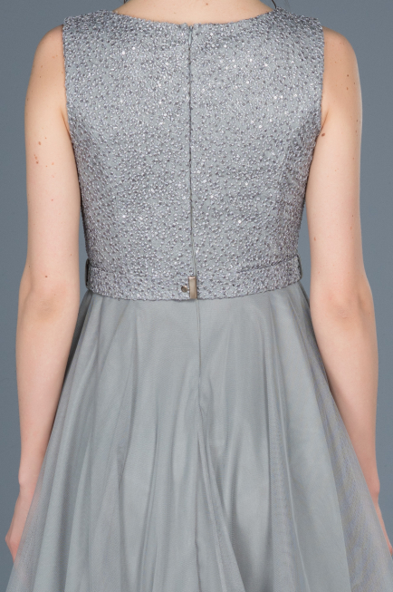 Robe de Soirée Courte Gris ABK452