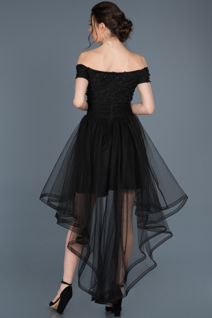 Robe de Soirée Devant court Dos long Noir ABO022