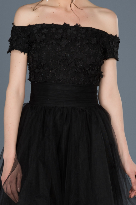 Robe de Soirée Devant court Dos long Noir ABO022
