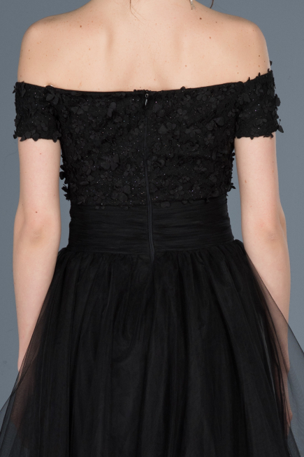 Robe de Soirée Devant court Dos long Noir ABO022