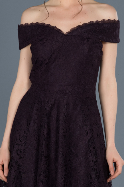 Robe de Soirée Devant court Dos long Lacé Violet ABO018
