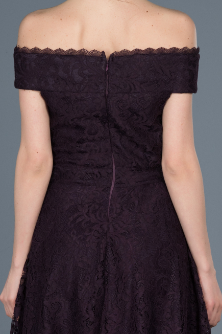 Robe de Soirée Devant court Dos long Lacé Violet ABO018