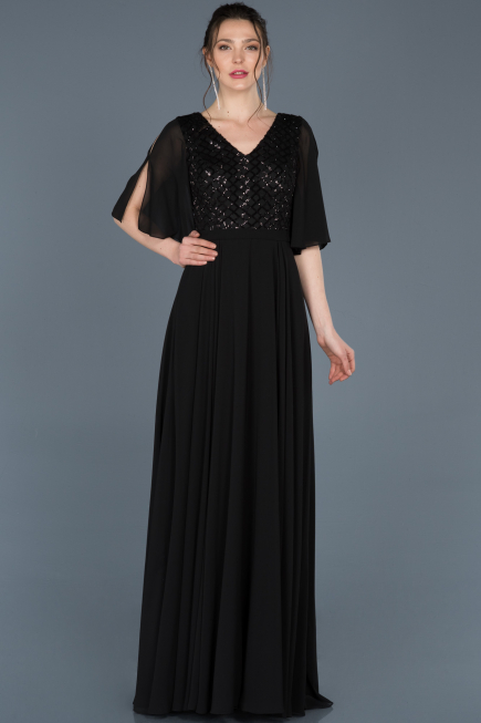Robe de Cérémonie Longue Noir ABU676
