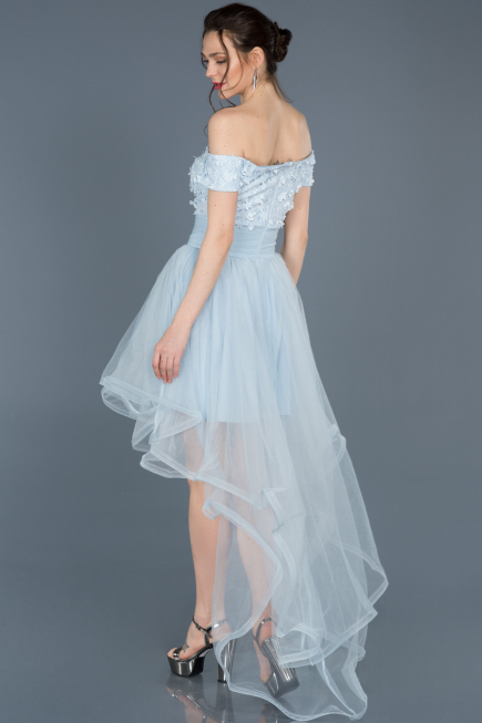 Robe de Soirée Devant court Dos long Bleu clair ABO022