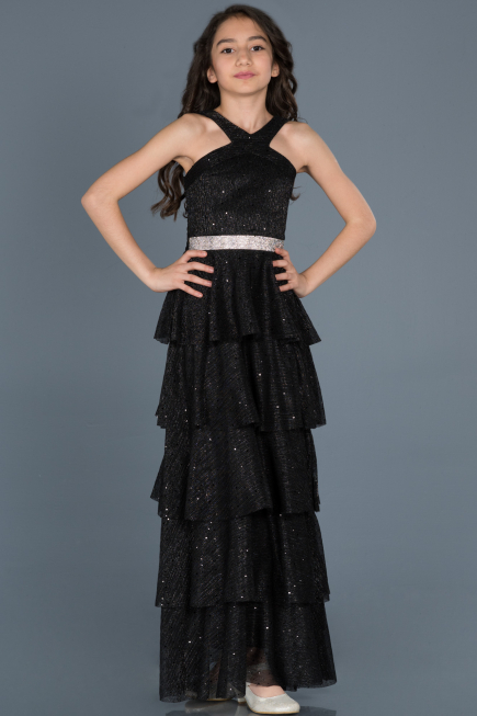 Robe de Soirée Enfants Longue Noir ABU711