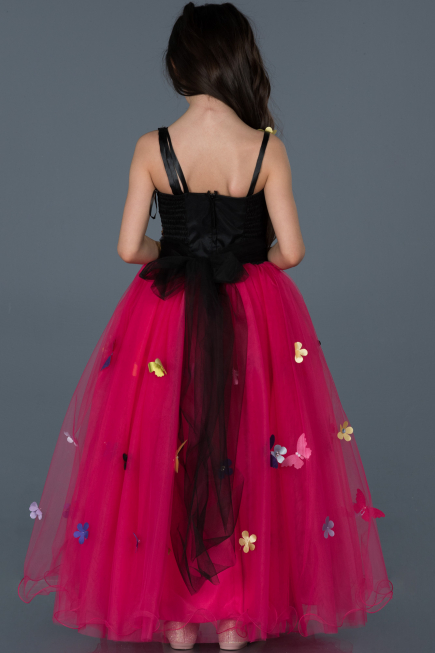 Robe de Soirée Enfants Longue Fushia ABU714