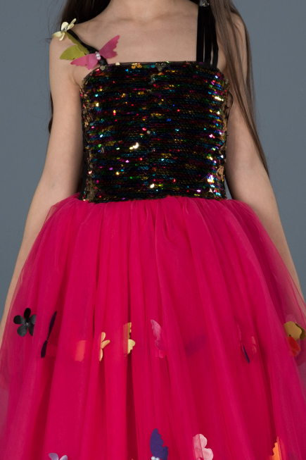Robe de Soirée Enfants Longue Fushia ABU714