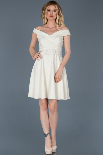 Robe de Soirée Courte Blanc ABK441
