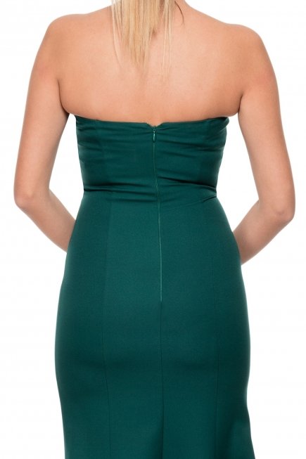 Uzun Zümrüt Yeşili Straplez Abiye C7102