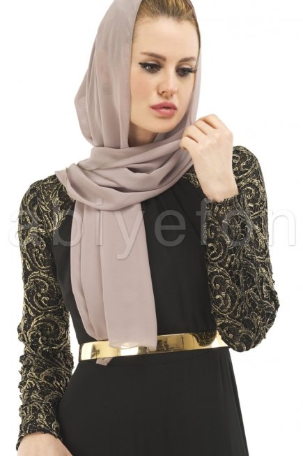 Siyah Tesettür Abiye Elbise S3674