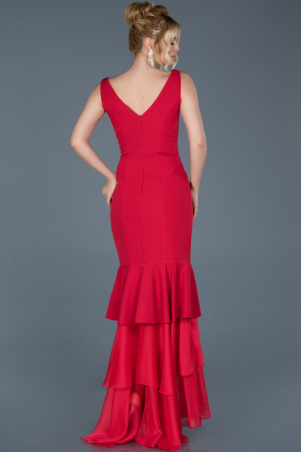 Robe Queue de Poisson Devant court  Dos long Rouge ABO036