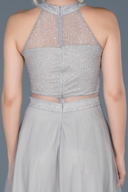 Robe de Fiançaille Longue Gris ABU766