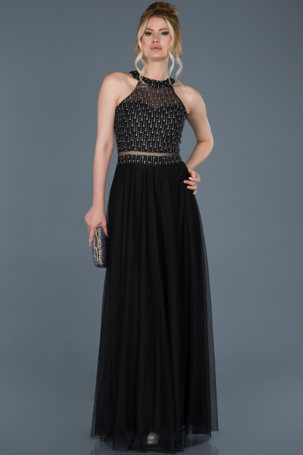 Robe de Fiançaille Longue Noir ABU766